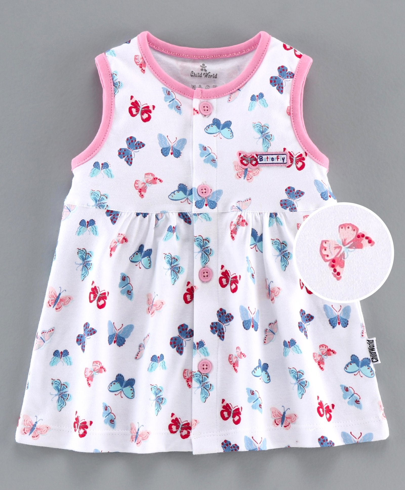 100% Cotton interlock Frock With Butterfly print