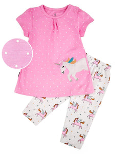 100% Cotton Interlock Girls Frock & Legging Set Unicorn Design