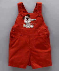 Smart & Comfortable Corduroy Dungaree With T-Shirt Puppy Embroidery