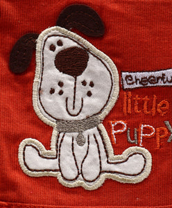 Smart & Comfortable Corduroy Dungaree With T-Shirt Puppy Embroidery