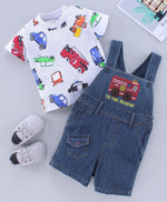 Load image into Gallery viewer, Smart &amp; Comfortable Denim Dungaree With T-Shirt Car Embroidery
