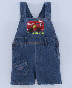 Smart & Comfortable Denim Dungaree With T-Shirt Car Embroidery