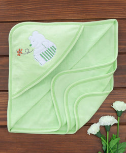 100% Cotton Terry Hooded Bath Towel With Cute Bear Embroidery