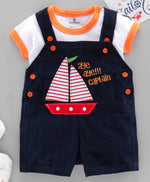 Load image into Gallery viewer, Smart &amp; Comfortable Corduroy Dungaree With T-Shirt Boat Embroidery
