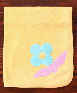 100 % Cotton Terry Bath Towels With Flower Applique