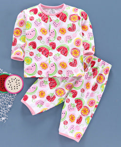 100% Cotton Sinker Full Sleeves Night Suit Watermelon Fruit Print