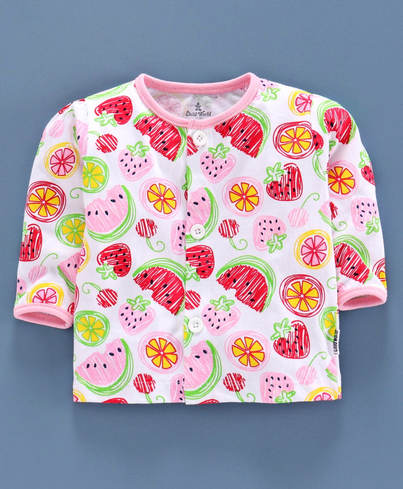 100% Cotton Sinker Full Sleeves Night Suit Watermelon Fruit Print