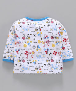 100% Cotton Sinker Full Sleeves Night Suit Bicycle Print