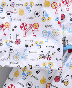 100% Cotton Sinker Full Sleeves Night Suit Bicycle Print