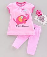 Load image into Gallery viewer, 100% Cotton Interlock Girls Frock &amp; Legging Set Elephant With Balloons Design
