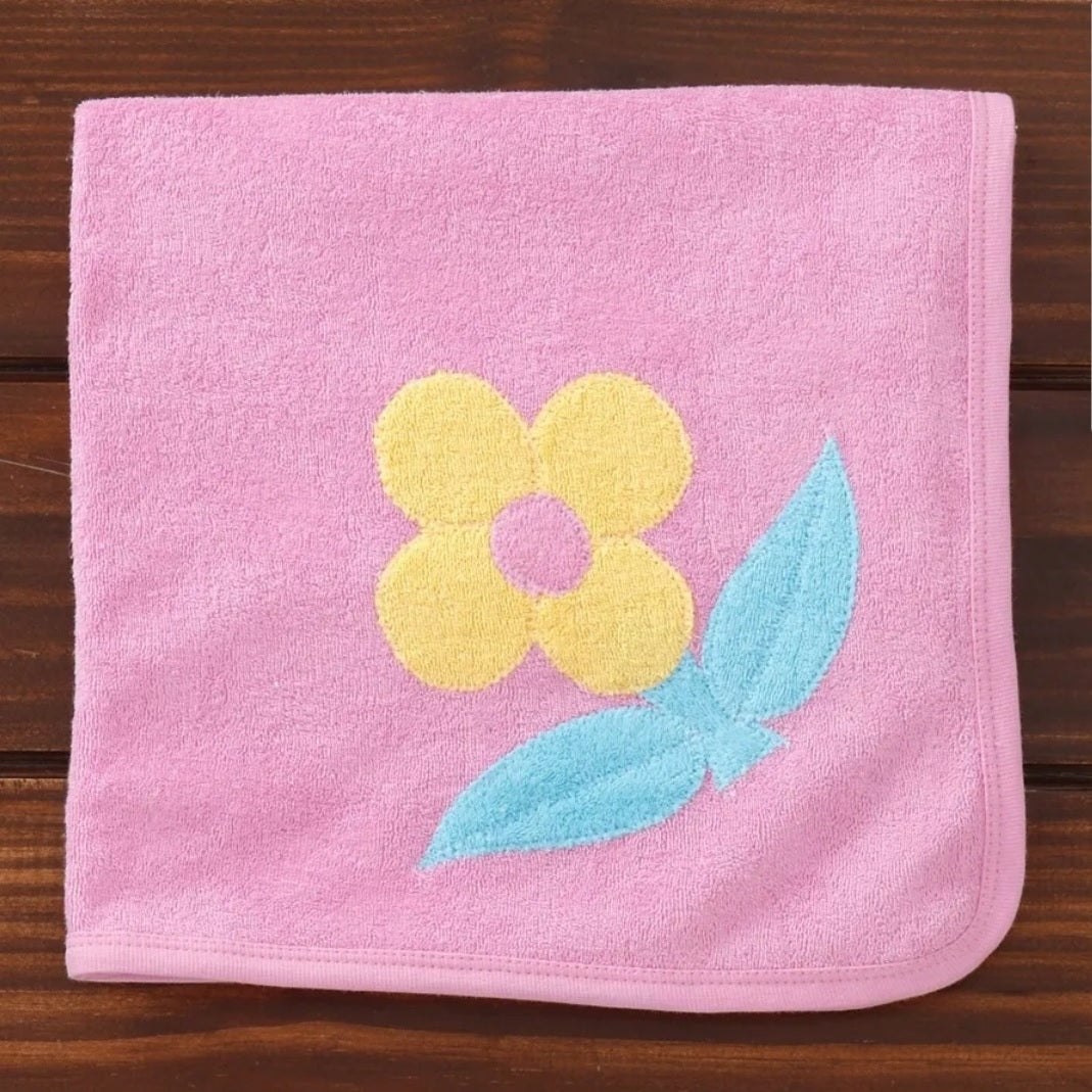 100 % Cotton Terry Bath Towels With Flower Applique