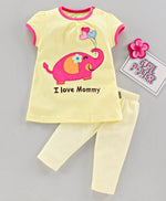 Load image into Gallery viewer, 100% Cotton Interlock Girls Frock &amp; Legging Set Elephant With Balloons Design
