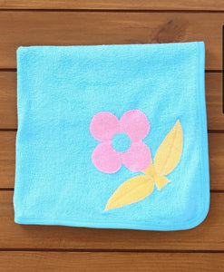 100 % Cotton Terry Bath Towels With Flower Applique