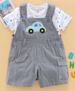 Load image into Gallery viewer, Smart &amp; Comfortable Corduroy Dungaree With T-Shirt Car Embroidery
