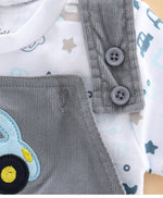 Load image into Gallery viewer, Smart &amp; Comfortable Corduroy Dungaree With T-Shirt Car Embroidery
