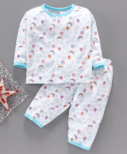 100% Cotton Sinker Full Sleeves Night Suit Cloud Print