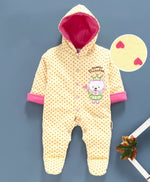 Load image into Gallery viewer, Polywool Winter Wear Full Romper With Cute Kitty Embroidery All Over Heart Print
