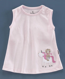 100% Cotton Interlock Frock With Full Sleeves Shrug Unicorn Embroidery