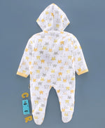 Load image into Gallery viewer, 100% Cotton Fleecy Bunny Print Full Sleeves Hooded &amp; Footed Romper
