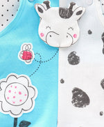 Load image into Gallery viewer, 100% Cotton Interlock Dungaree with Half Sleeves Inner Tee Cow Design
