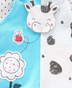 100% Cotton Interlock Dungaree with Half Sleeves Inner Tee Cow Design