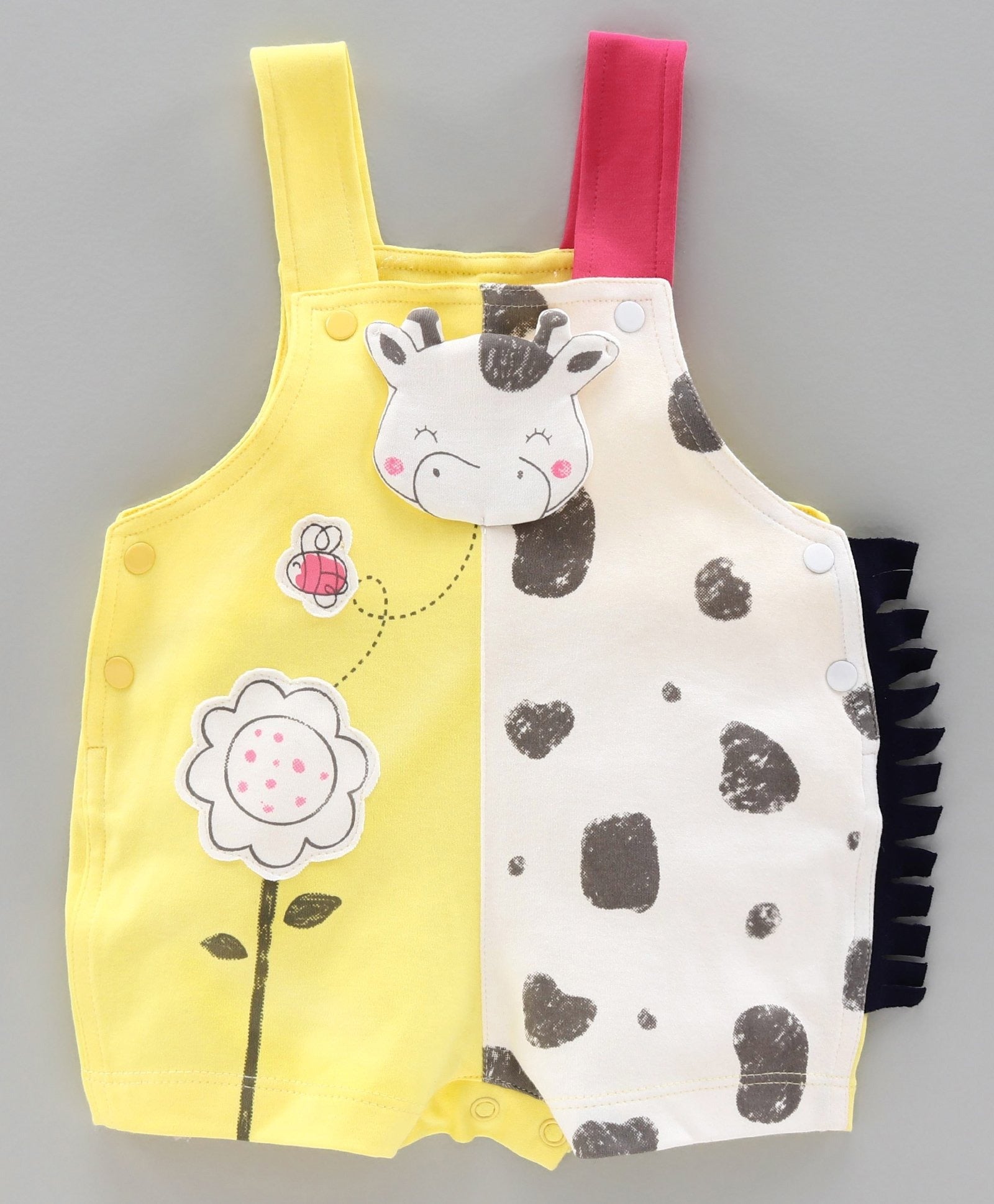 100% Cotton Interlock Dungaree with Half Sleeves Inner Tee Cow Design