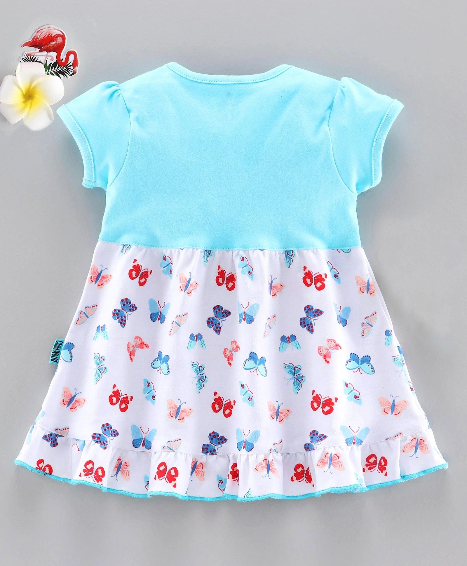 100% Cotton Interlock Half Sleeves Frock Butterfly Print