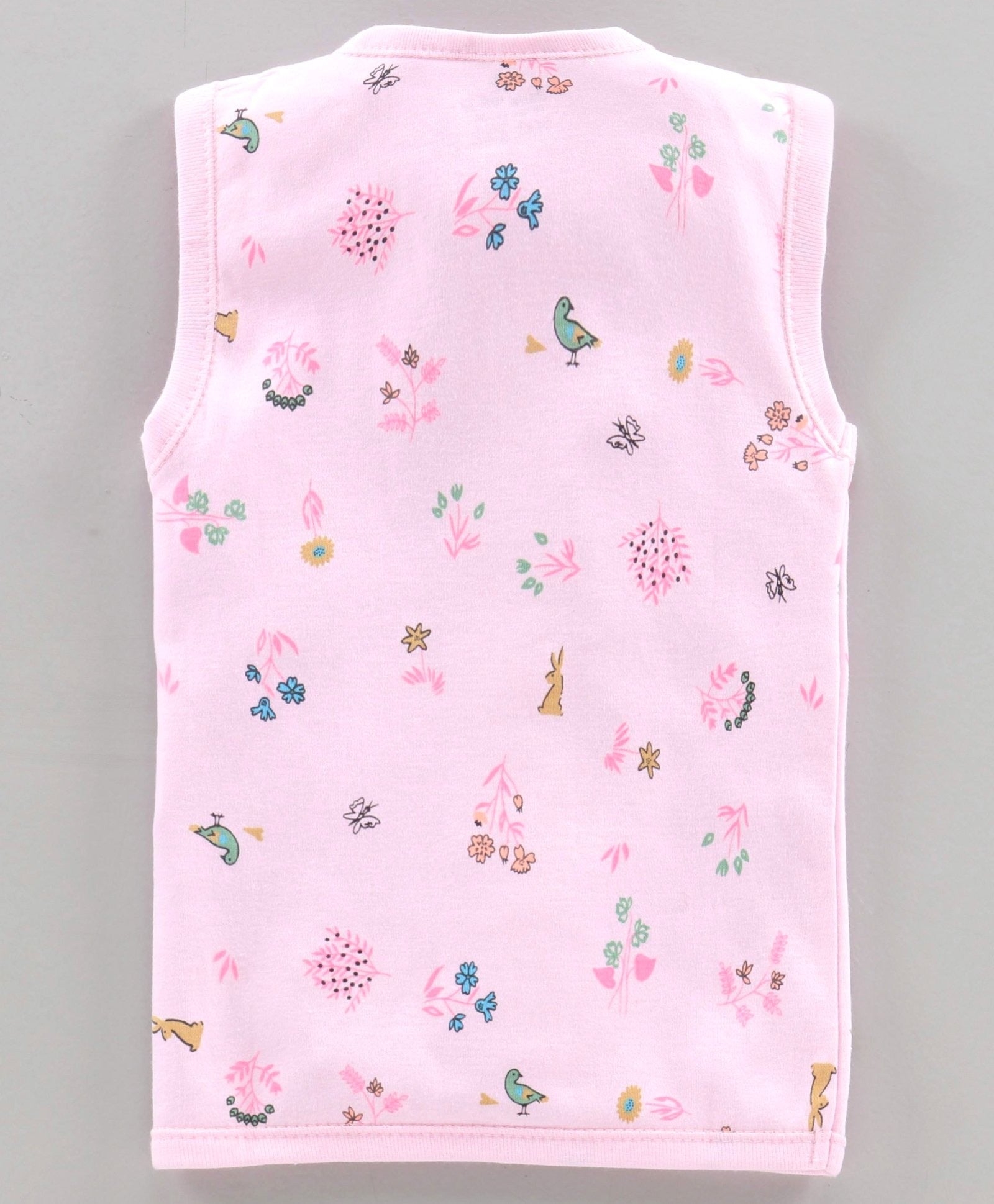 100% Cotton Interlock Sleeveless Vest Floral Print For New Born To 1 Year Kids