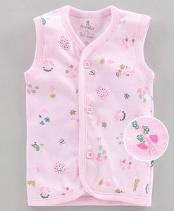 100% Cotton Interlock Sleeveless Vest Floral Print For New Born To 1 Year Kids