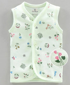 100% Cotton Interlock Sleeveless Vest Floral Print For New Born To 1 Year Kids