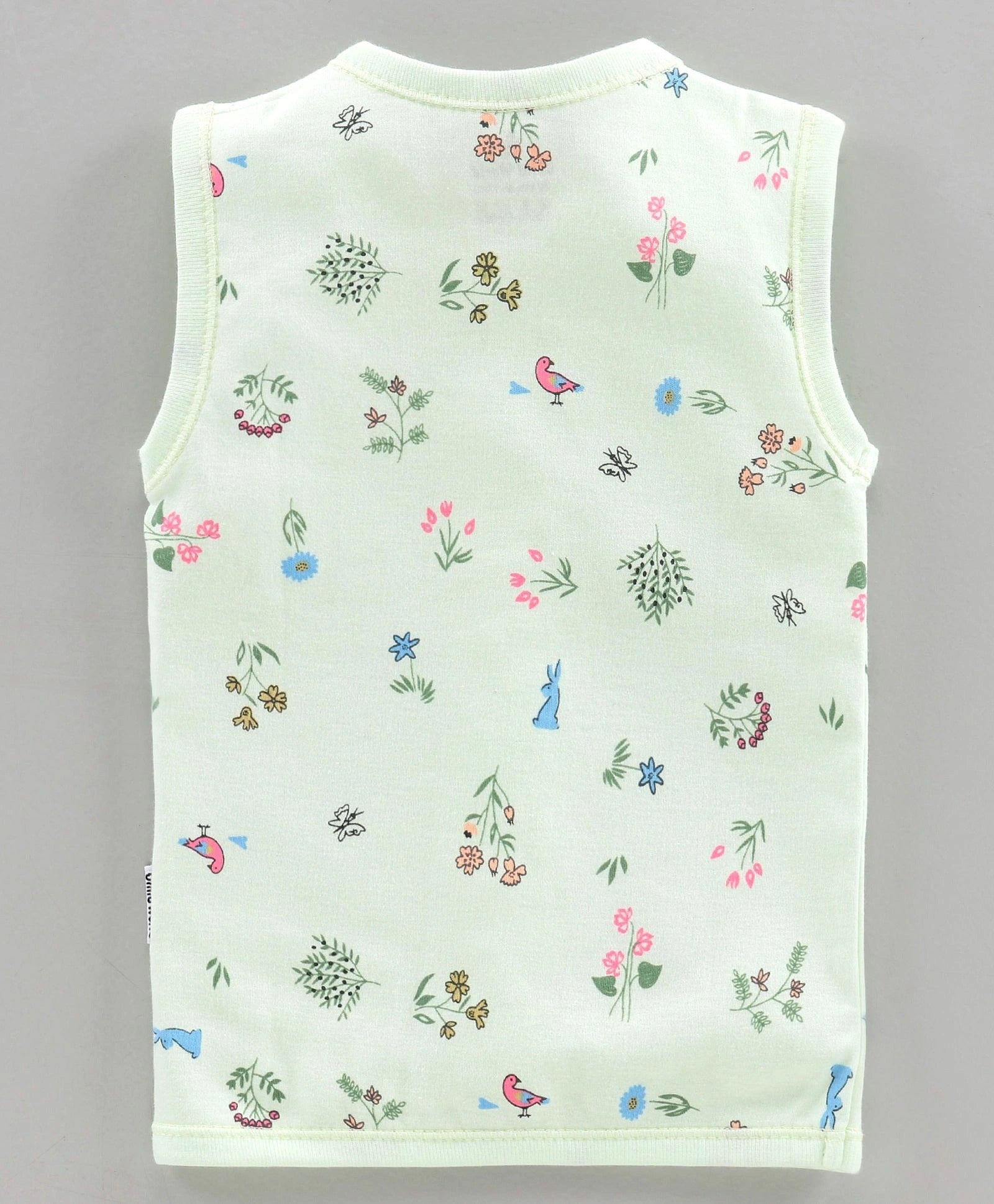 100% Cotton Interlock Sleeveless Vest Floral Print For New Born To 1 Year Kids