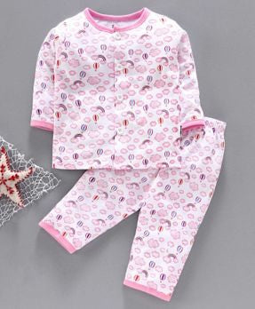 100% Cotton Sinker Full Sleeves Night Suit Cloud Print